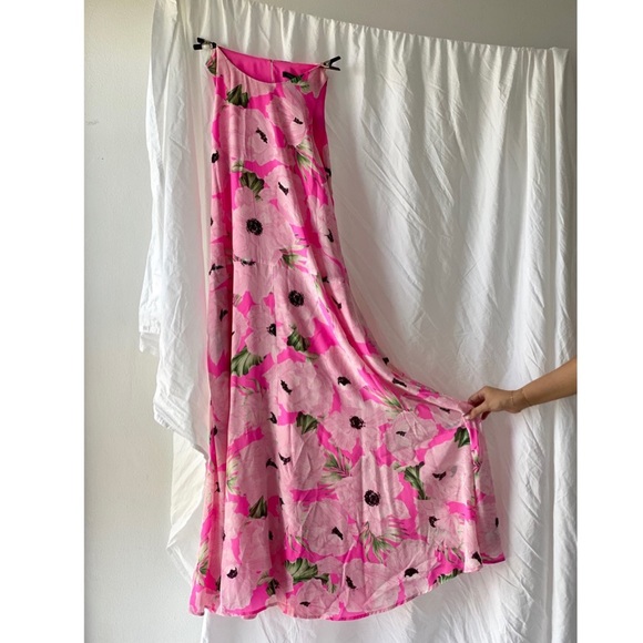 French Connection Pink Floral Silk Maxi Dress - 6 - Picture 3 of 6